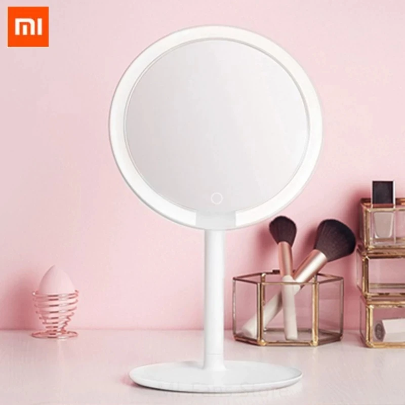 

Xiaomi Mijia LED Makeup Mirror 2000mAh Ra92 Three Gears 0°-45° Adjustable 900lux Soft Light 6.5 Inches HD Silver-Plated Mirror