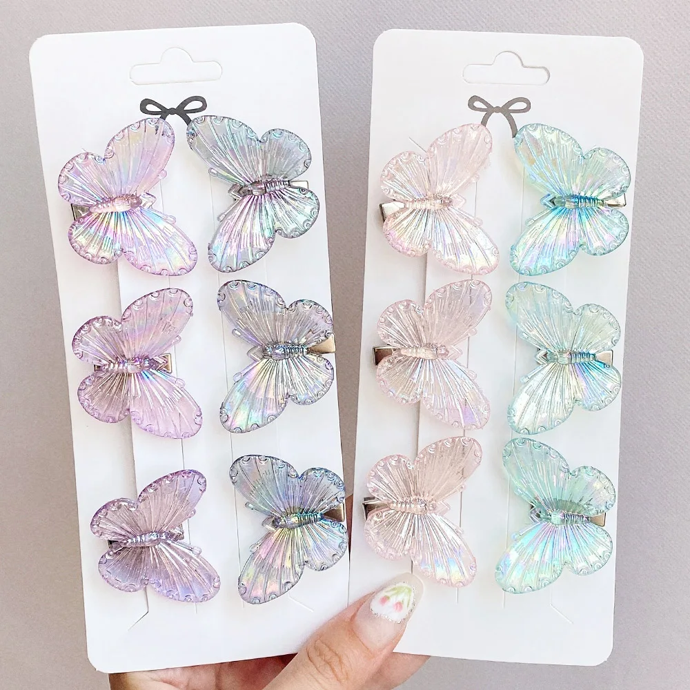 

5Pcs/set Mermaid Color Fairy Butterfly Hair Clips For Women Girls Mini Colorful Hairpins New Headwear Fashion Hair Accessories