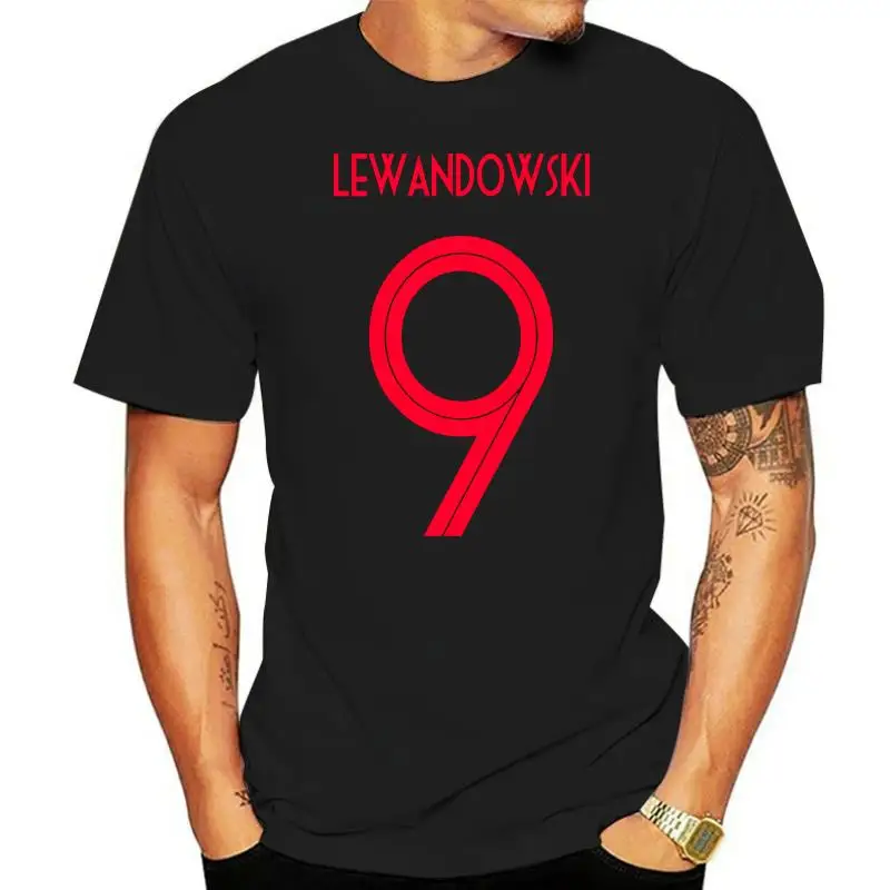 

Новинка 2022, футболка из Польши с надписью Lewandowski Number 9, чемпионат мира в России, 10 цветов, модная мужская футболка с коротким рукавом для фанат...