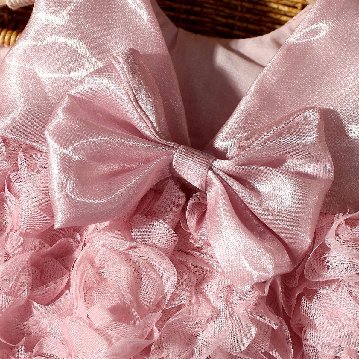 Ylsteed Двухсекционное Платье С Цветочным Принтом пыльная Роза И Большим Бантом Для