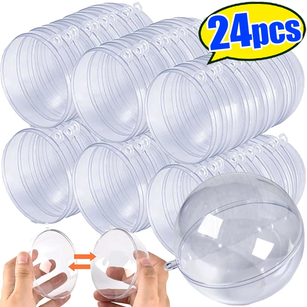 Прозрачный пластиковый шар для рождественской елки 1/24 шт