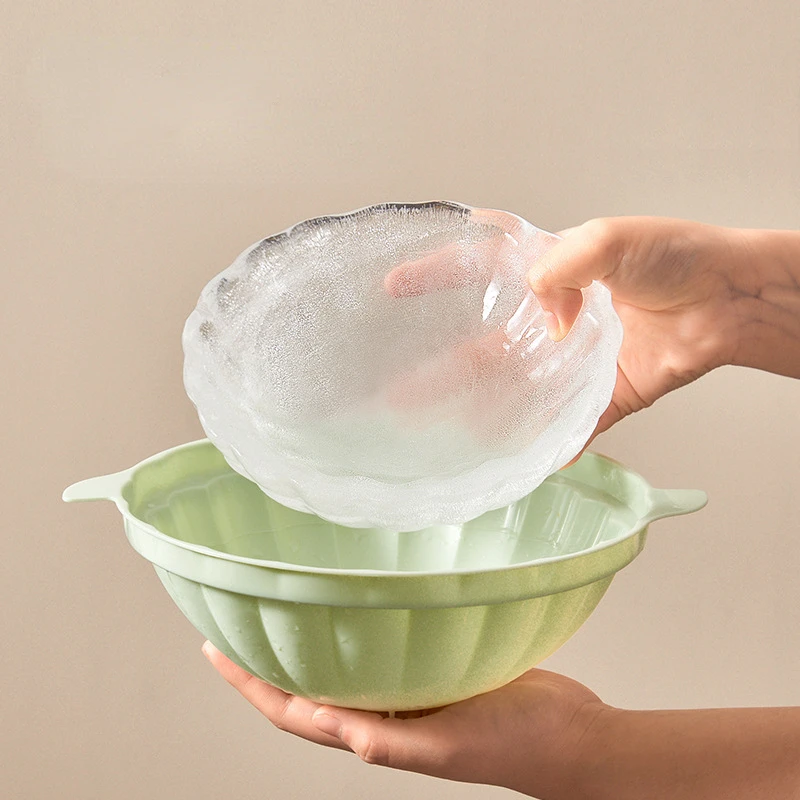 

2022 New Ice Bowl Mold Salad Iced Bowl Fruit Salad Iced Bowl Fruit Vegetable Decoration Container Ice Tray Kitchen Accessories