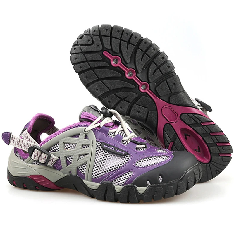 Lovers outdoor drainage shockproof anti-slip hiking wading sandals men women wearable mesh breathable quick-drying beach shoes