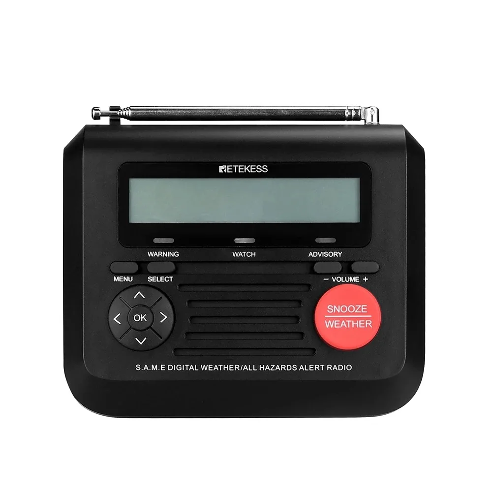 

TR625 Portable NOAA Radio Emergency Weather Alert Radio with Digital Alarm Clock Voice Alert Flashing LED Warning for Home