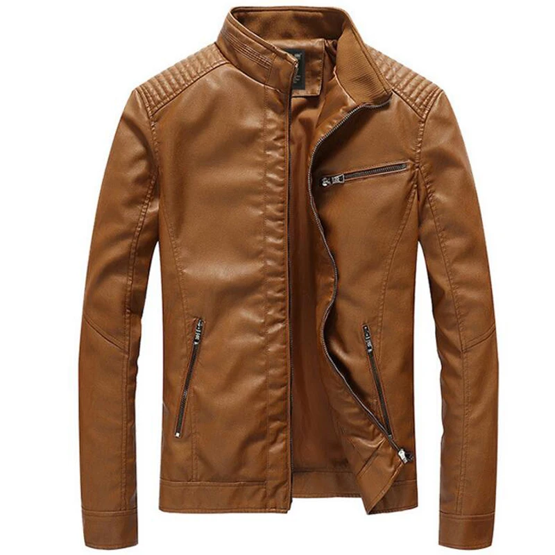 

New Leather Jackets Men's Outwear Casual Washed Biker Motorcycle Jacket Men Fashion Faux Leather Coats 5XL jaqueta de couro