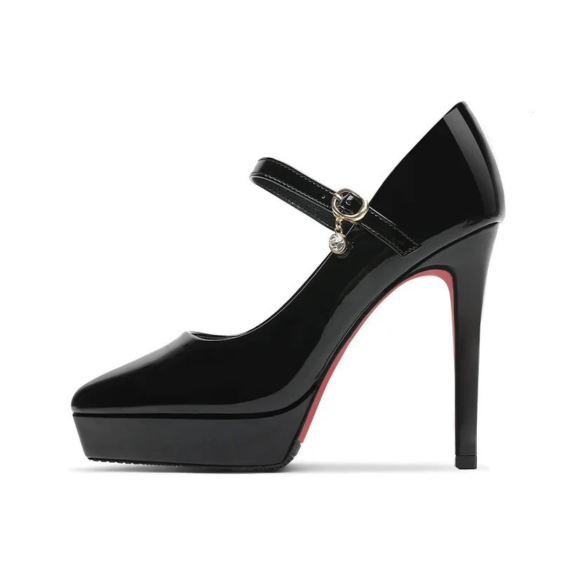 Sexy Mary Jane Heels Women OL High Heels Black Nude Pumps Women Shoes High Heel 12cm Pointed Toe Platform Heels Womens Shoes