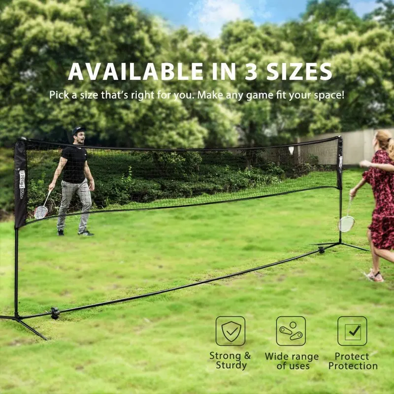 

10ft/ 14ft/ 17ft Height Adjustable Outdoor Badminton Net Set with Stand and Carry Bag for 's Volleyball Soccer Tennis Pickleball