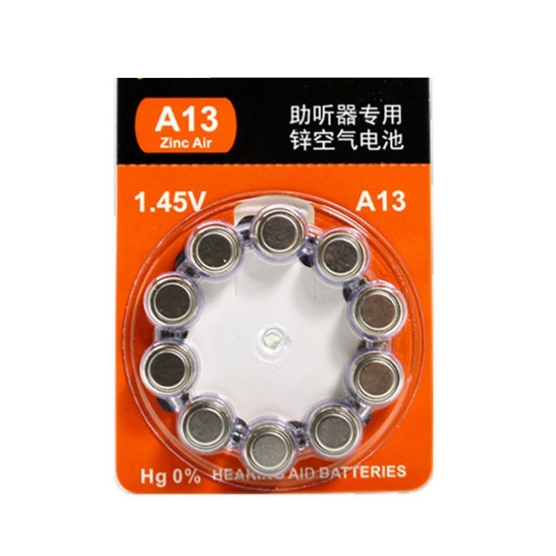 20 шт./лот A13 13 аккумуляторы для слуховых аппаратов спины или с кончиковой