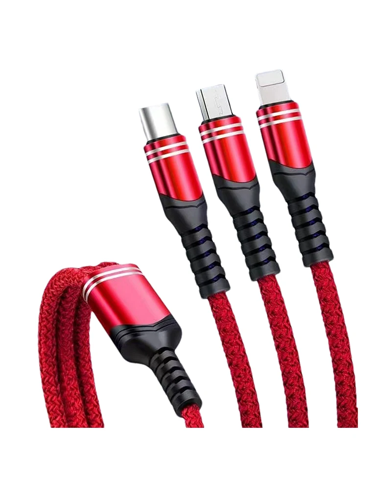 

6A USB Type C Cable Wire Mobile Phone Fast Charging Nylon Braided Cable Type-C Charger 3 In 1USB Cables IOS