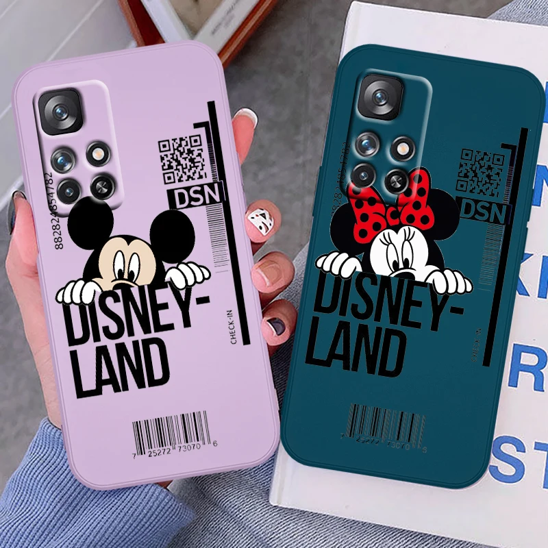 

Disney Mickey Minnie Travel For Redmi K50 K40 K30 K20 10C X 9C T AT A 8A 7A Gaming Pro Plus Liquid Rope Silicone Phone Case