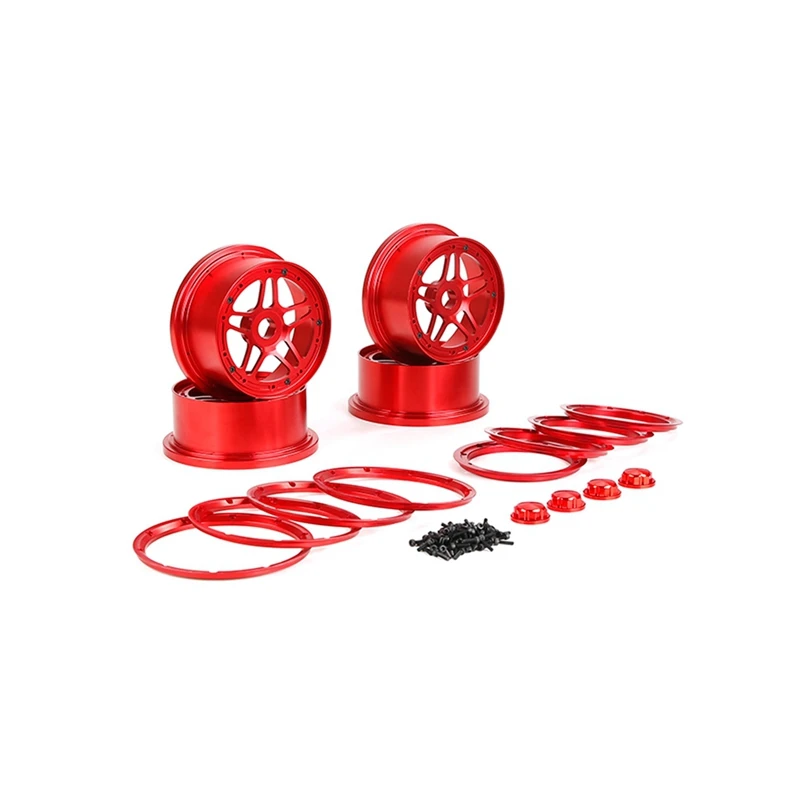 

CNC Metal Front Rear Five Star Wheel Hub & Beadlock Wheel Rim Kit For 1/5 Losi 5Ive T ROFUN ROVAN LT Kingmotorx2