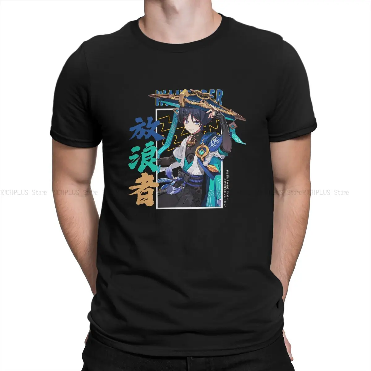 

Genshin Impact Game TShirt for Men Wanderer Scaramouche Round Collar Polyester T Shirt Hip Hop Birthday Gifts OutdoorWear