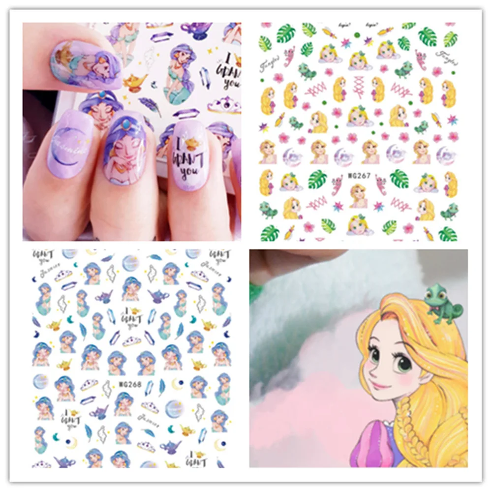 

1PCS Disney Princess Nail Stickers Girls Toy Stickers Cute Arilr Snow White Cinderella Sleeping Beauty Donald Duck Nail Stickers