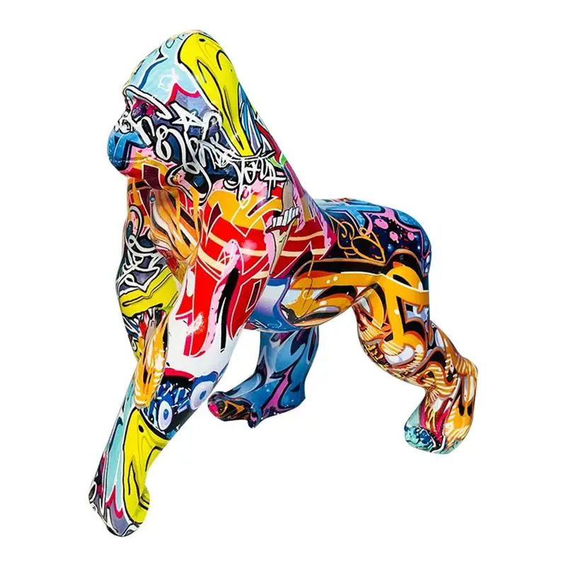 

Graffiti Gorilla Sculpture Gorilla Figurines Art Animal Statue Figure Creative Resin Crafts Home Wine Cabinet TV Cabinet Decor