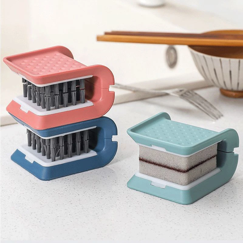 

Folding Dishwashing Brush Kitchen Sponge Scrubber U-Shaped Plates Washing Scrubbing Stain Removal Dinnerware Scouring Remover