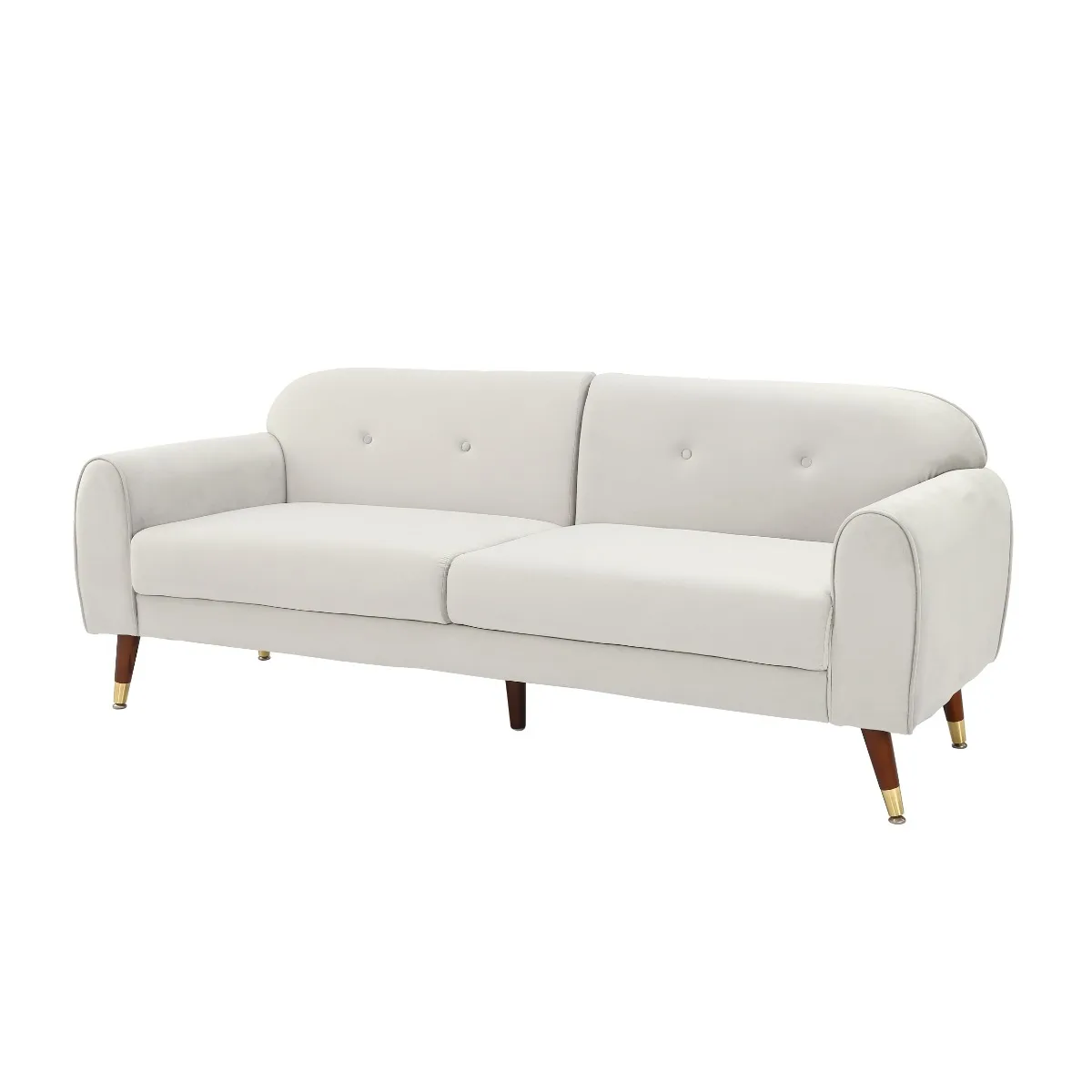75.5”Mid-century Velvet Sofa,Morden Upholstery 2-seater Velvet Sofa with Armrest for Livingroom(Beige) 4