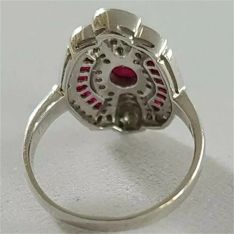 Женское кольцо с красным цирконом свадебное Ювелирное Украшение головной убор