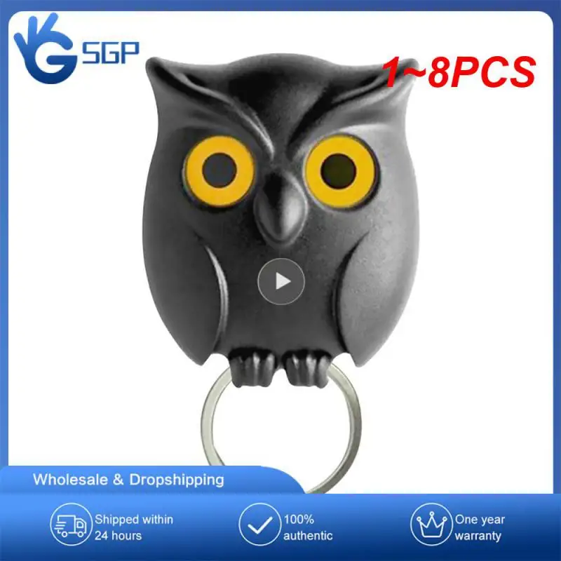 

1~8PCS Scary Night Owl Magnetic Key Hooks Adhesive Hold Keychain Key Hanger Will Open Eyes Wall Decorative Hook For Kitchen Home