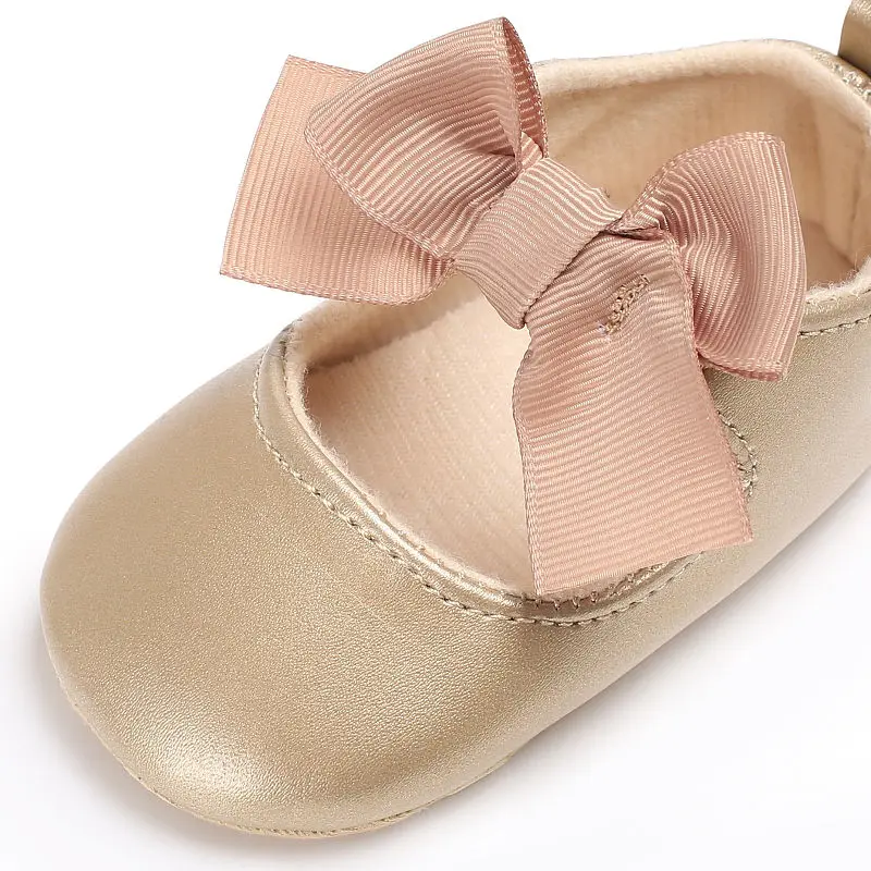 6 Color Spring Baby Girls PVC Leather Princess Shoes Cute Bow Newborn First Walker Shoes Infant Soft Sole Anti-slip Shoe 0-18M