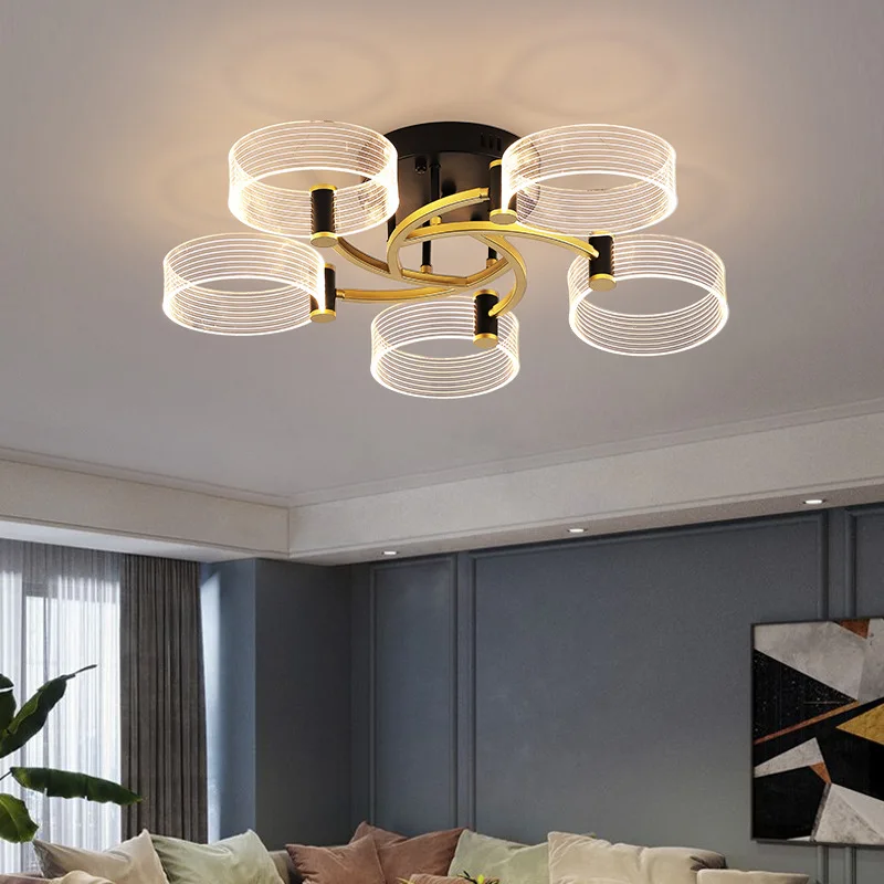 

Скандинавская индивидуальная Потолочная люстра с кольцом и проволочной рамкой, художественная настенная лампа для столовой, лампа для гос...