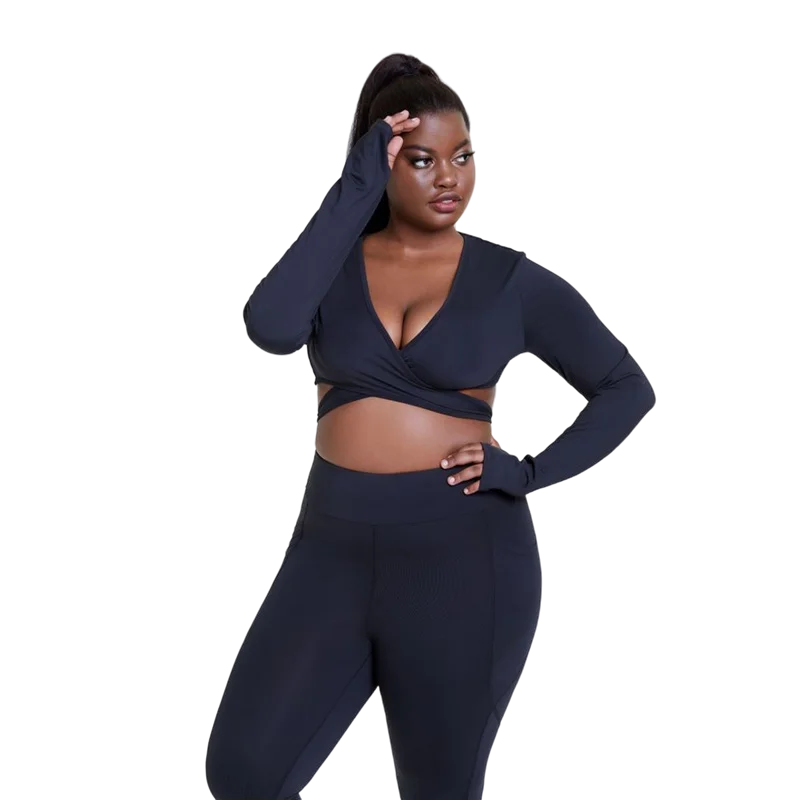 

Plus Size L-4XL Summer Sports Yoga Suit Women V-Neck Long Sleeve T-shirts + Legging Set Female Fitness Weight Los Clothes