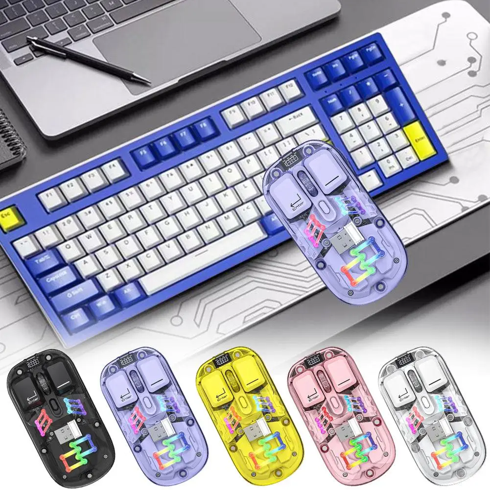 Эргономичная Bluetooth-мышь беспроводная Двухрежимная мышь Rgb для планшета