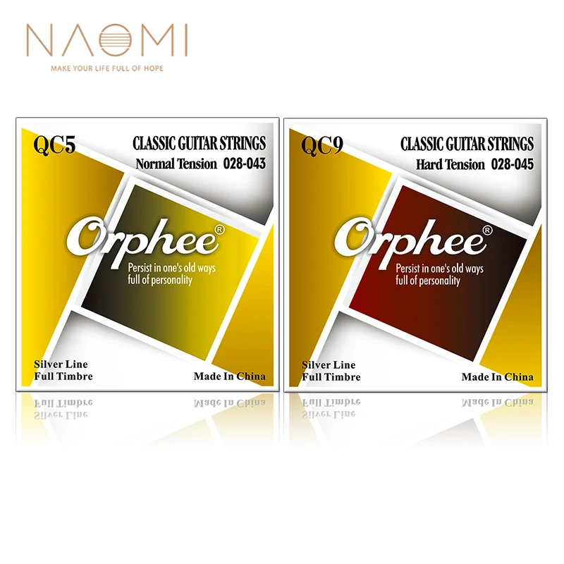 

NAOMI Orphee Classical Guitar Strings Set Normal/Hard Tension .043-.045 Clear Nylon Core Silver Plated Wound Guitarra Accessory