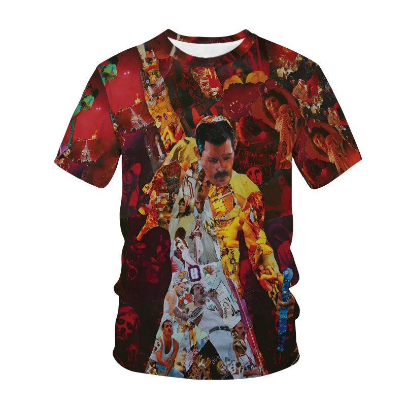 

Freddie Mercury kraliimente bant T Shirt 3D baskılbeyyaz erkek kadın T Shirt moda Retro gotik kaya Streetwear erkek kız giyim