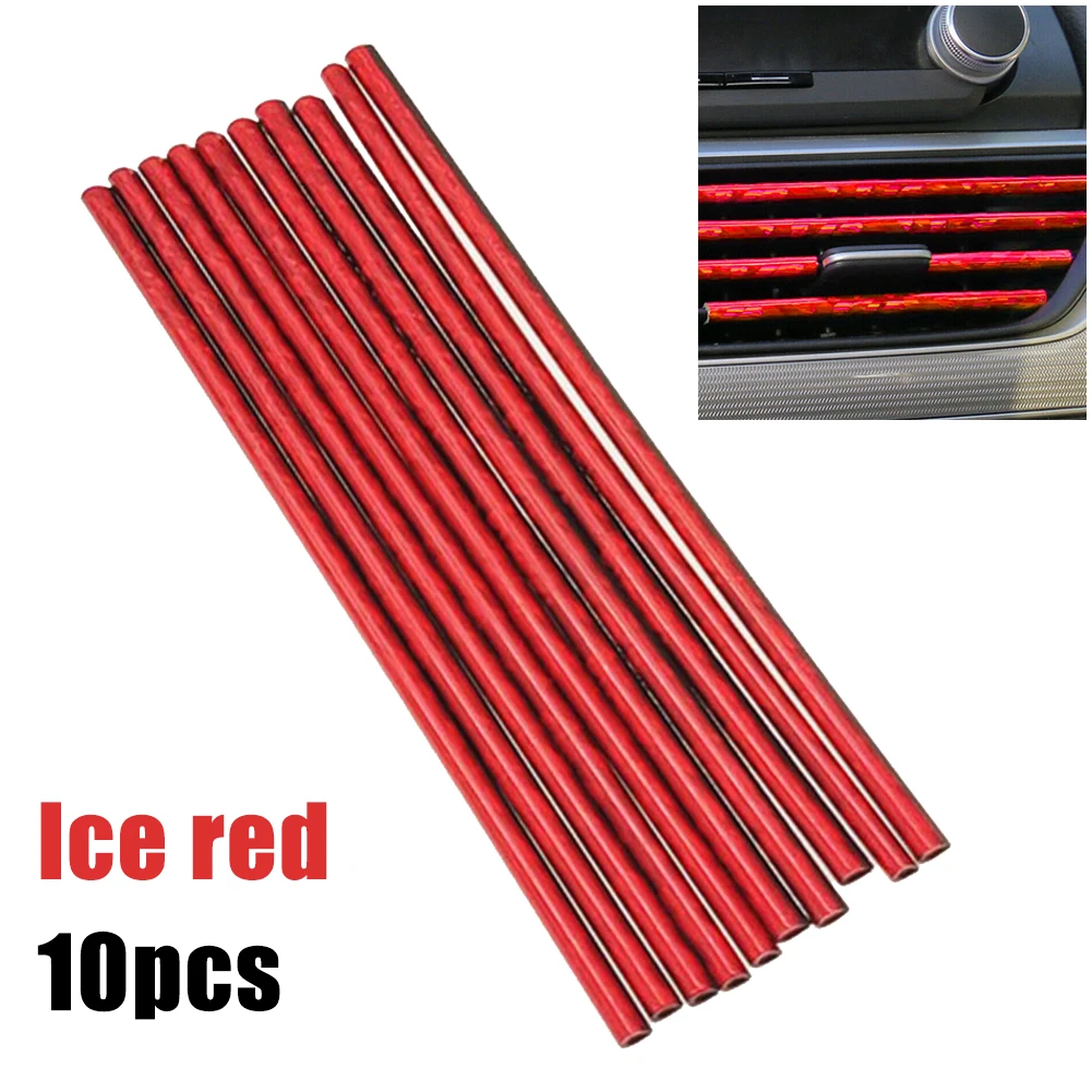 

10/20pcs Car Air Conditioning Air Outlet Decorative Strip Air Outlet Blade Trim Strip U Shape Chrome-plated Car Decoration