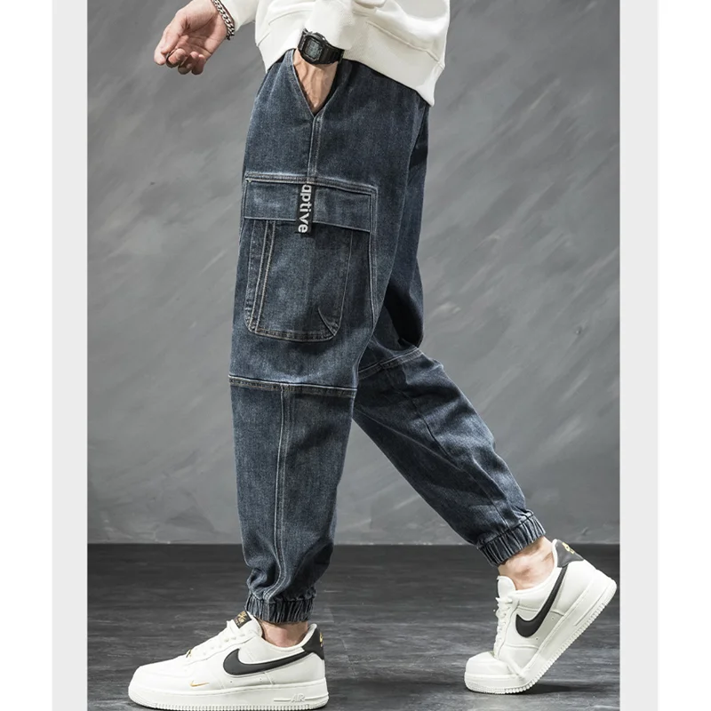 Men Clothing Autumn and Winter Straight Loose Cylinder Cargo Pants Versatile Comfortable Bluish Grey Harun Large Trousers Women