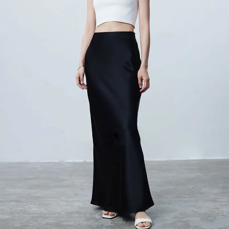 Юбка триацетатная женская крутая Двухсторонняя Атласная однотонная летняя