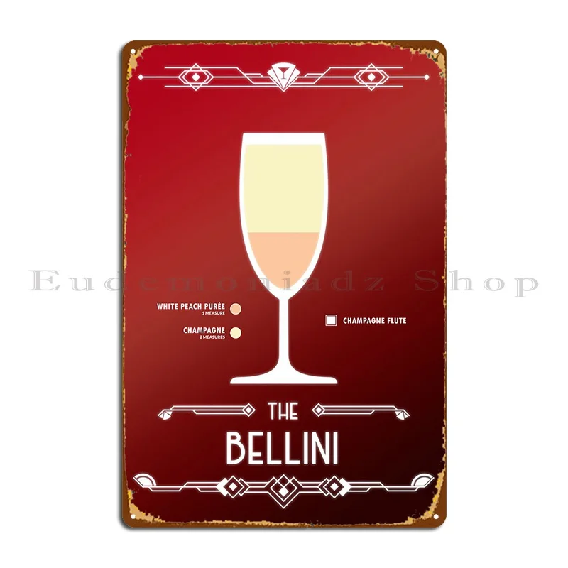 

Металлический знак Bellini, ручная Настенная роспись, дизайн кинотеатра, оловянный плакат