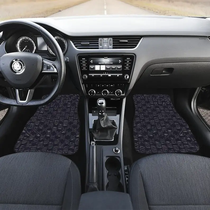 

Navy Classy Pattern Car Floor Mats Set, Front and Back Floor Mats for Car, Car Accessories