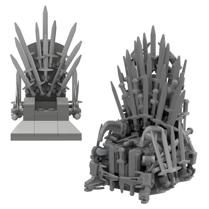 Famous Movie Game Sword King Seat Building Blocks Creative Ideas Rotationg Chair Model Bricks Toys for Children Birthday Gifts