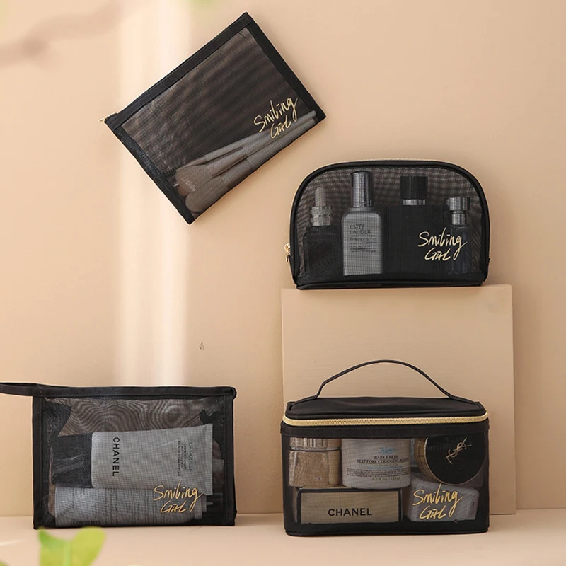 

Black Mesh Cosmetic Bag Women Travel Makeup Storage Organizer High Quality