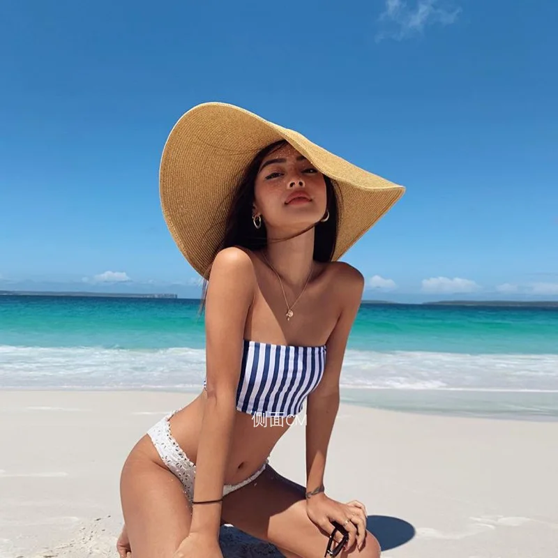 

Шляпка женская Соломенная с широкими полями, головной убор для пляжа и отдыха на открытом воздухе, с защитой от ультрафиолета, лето 2022