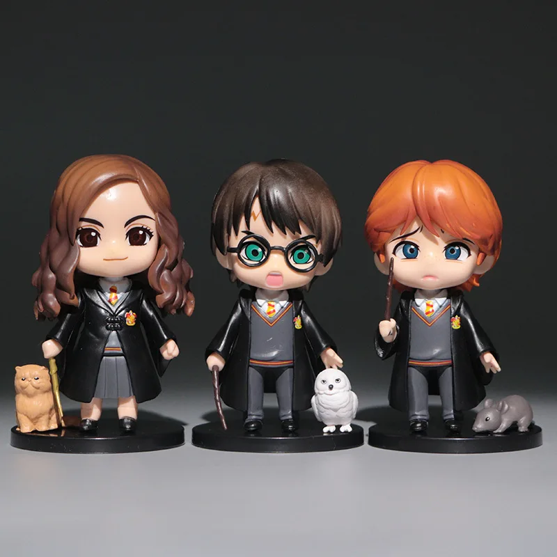 

3pcs Harry Potter Action Figure Hot Movie Anime Figures Model Dolls Q Version Doll Car Cake Decoration Children Toys Gift