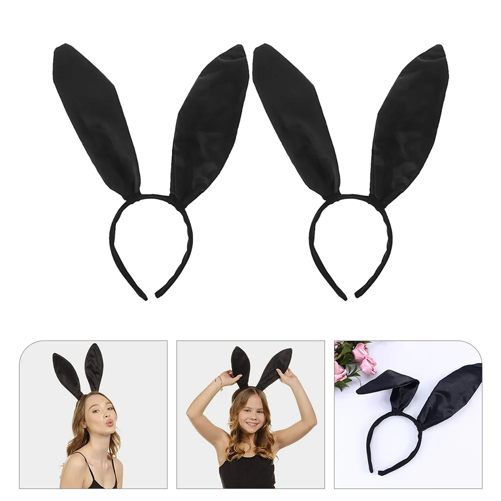 

2 Pcs Ear Headband Woman Make Accessories Animal Ears Hair Hoop Satin Cloth Headbands Women