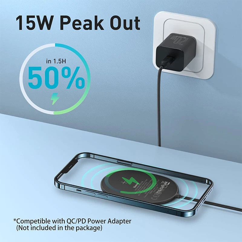 baseus 15w magnetic wireless charger for iphone 12 portable wireless charger for iphone 12 mini charging fast charging pad free global shipping