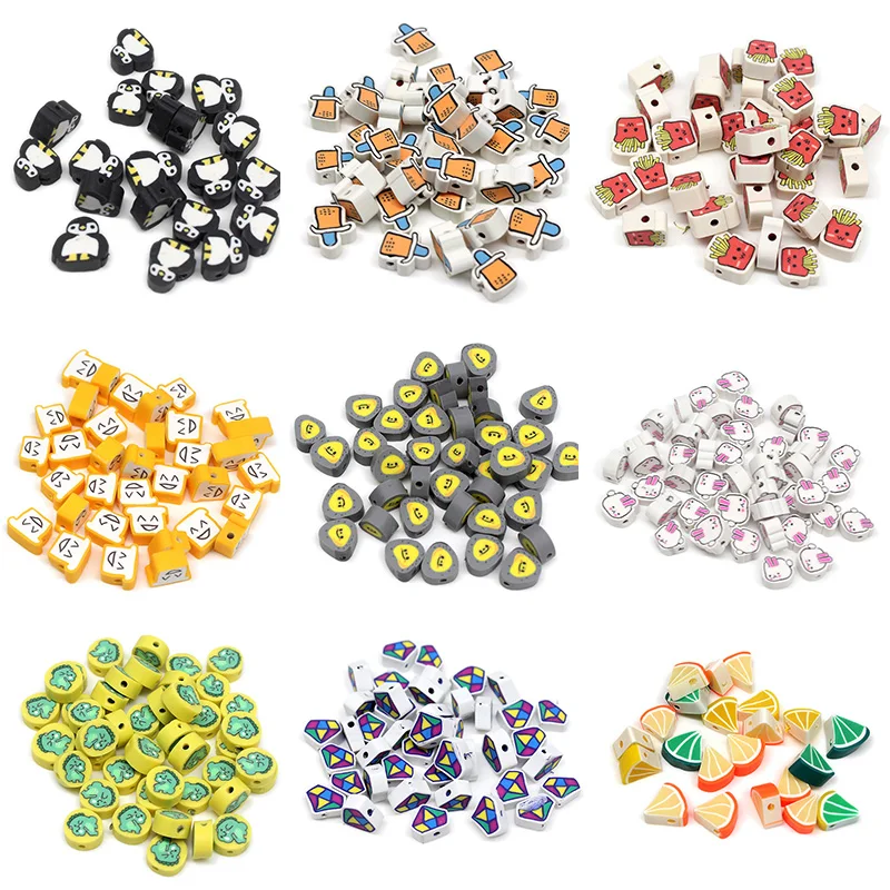 

20/50pcs Feeding-bottle Bread Dinosaur Orange Polymer Clay Spacer Beads For Jewelry Making DIY Bracelet Keychain Accessories