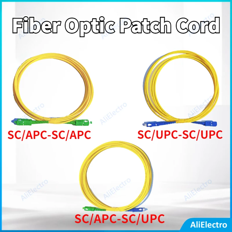 Factory price 50PCS  SC/APC-SC/UPC Fiber Optic Patch Cord 1M  SM G652D 3.0MM SX Core Yellow LSZH Jacket free shipping