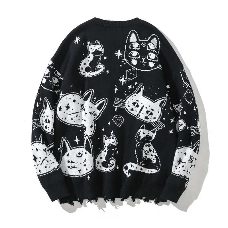 

Black Clothing Oversize Sweaters Hop Sleeve Y2k Korean Hip Divination Long Graphic Top Vintage Goth Divination Harajuku Women's