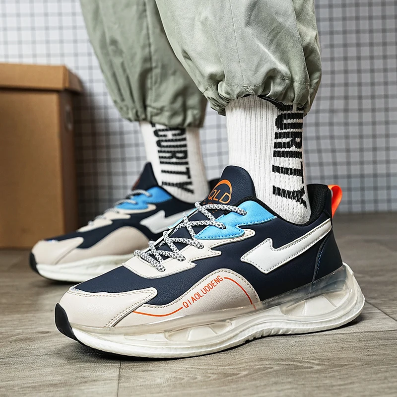 

2023Leather Running Shoes Men Waterproof Sports Shoes Men All-match Brand Design Sneakers Light Comfort Walking Casual Sneakers