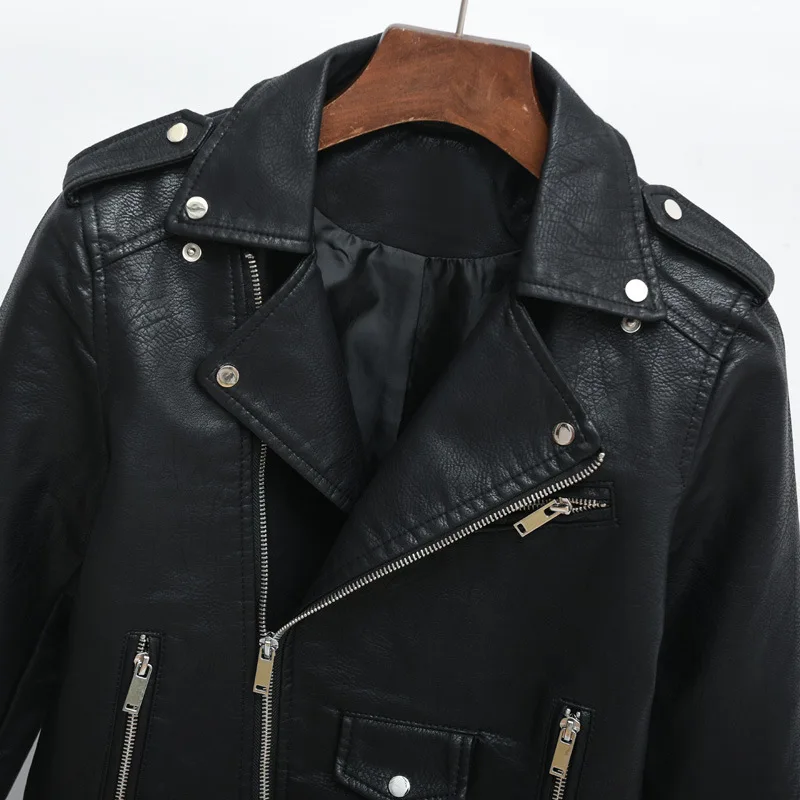 Women's leather jacket 2023 spring and autumn new short motorcycle suit small leather coat women's