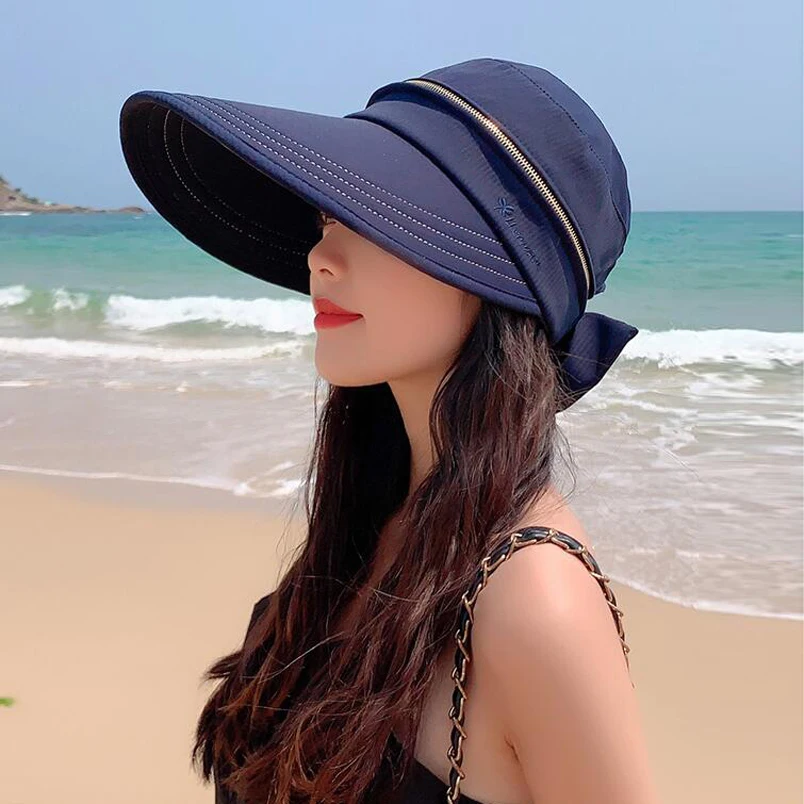 

Женская модная Съемная Кепка, верхние пустые кепки, Женская Двусторонняя одежда, шляпа от солнца на молнии, кепка для защиты от солнца, широкополая пляжная шляпа с защитой от УФ-лучей