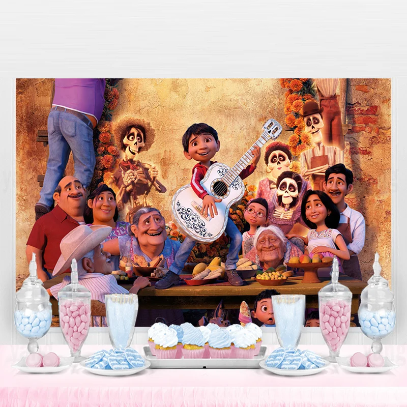 

Disney Mexican Coco Boys Photography Vinyl Photo Background for Kids Birthday Party Backdrops Decoration