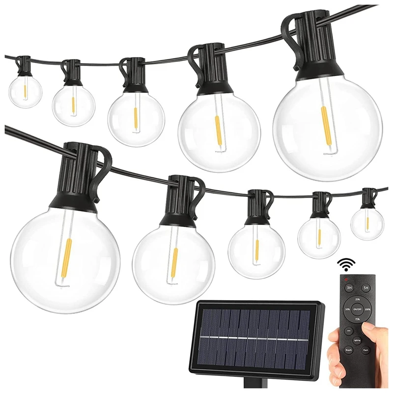 

G40 Solar Powered Lights With Remote Control Outdoor Patio Globe String Lights Bistro Yard Decoration