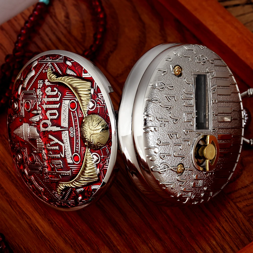 New Pocket Watch Music Birthday Gift for Boyfriend Girlfriend Fashion Luxury Red Quartz Pocket Watch Pendant Relógio De Bolso