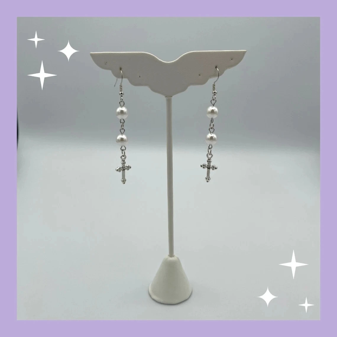 

Godly Creation Earrings，Cross Earrings, Pearl Gothic earrings, y2k jewelry
