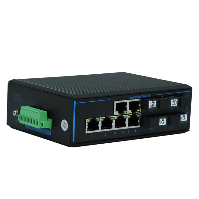 Фото Хит продаж: Промышленный медиаконвертер SFP в RJ45 Ethernet 10/100/1000 Мбит/с, 6 сетевых портов, 4 SFP, DIN-рейка, POE, оптоволокно. №3